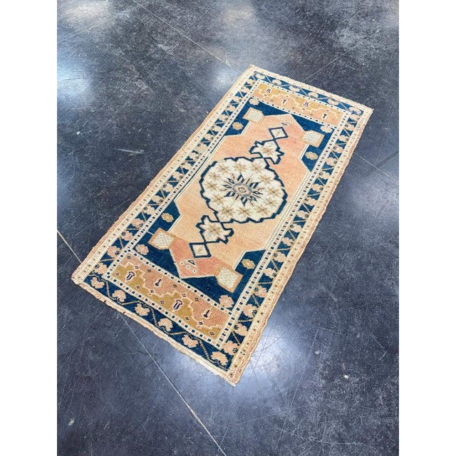 Textile Turkish Mini Rug Oriental Hand Knotted Vintage Rug 1'7" x 2'8" #17465 For Sale - Image 7 of 8