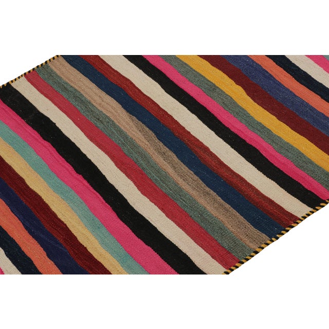 1950s Vintage Persian Tribal Kilim in Polychromatic Stripes by Rug & Kilim For Sale In New York - Image 6 of 7