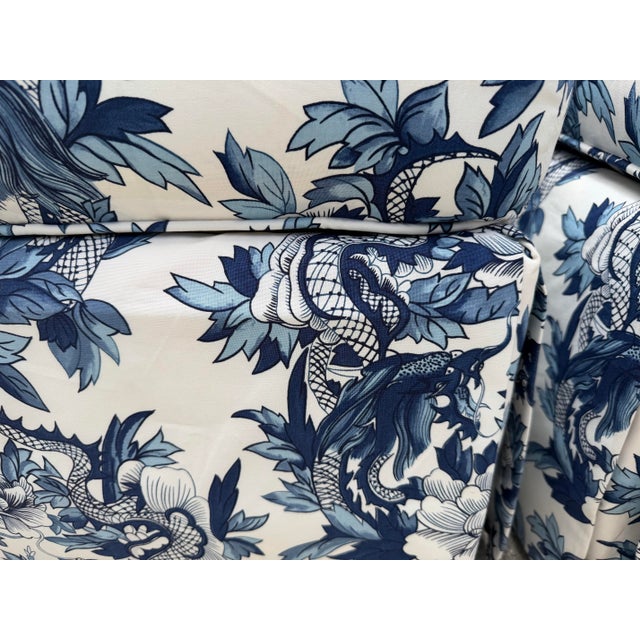 Vintage Baker Ottomans Upholstered in Ralph Lauren Nanking Dragon Fabric, a Pair For Sale - Image 10 of 15
