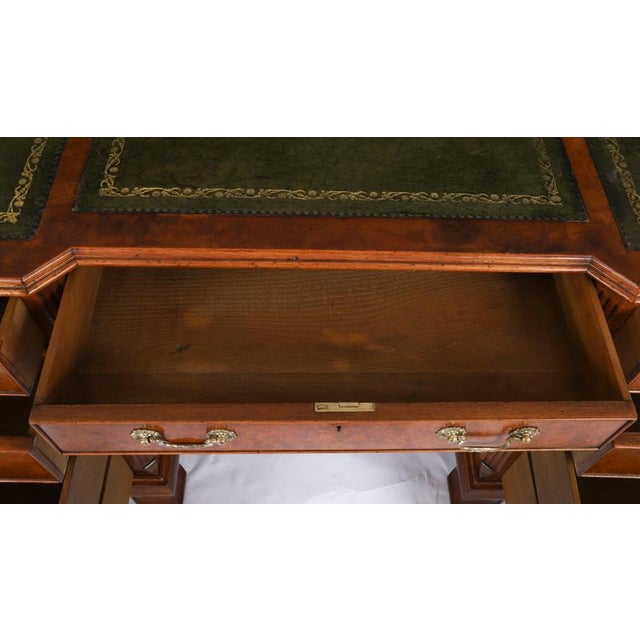 Antique Victorian Burr Walnut Partners Pedestal Desk, 1900s For Sale - Image 9 of 18