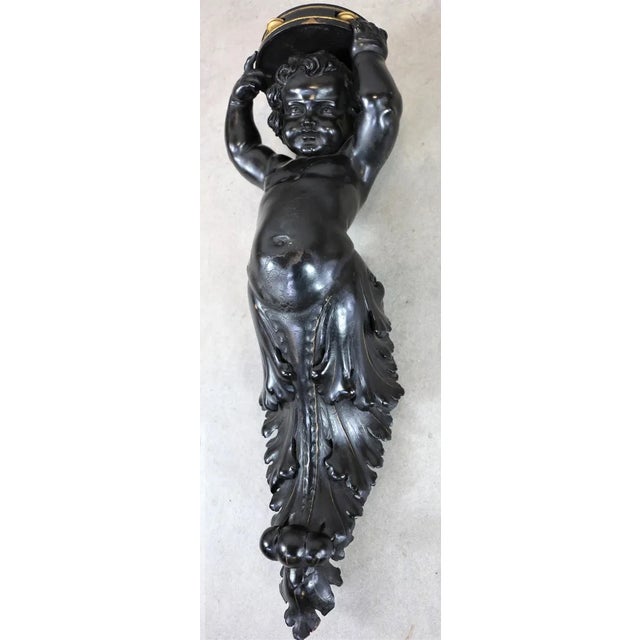 Mid 19th Century Baroque Wooden Angel Figurine, 1800s For Sale - Image 5 of 5