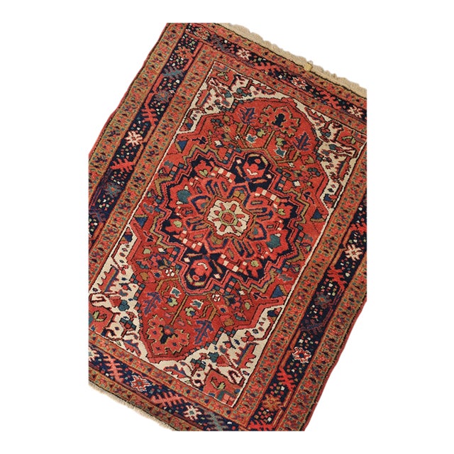 Northwest Antique Heriz Mat Throw rug 3.6 x 4.3 For Sale