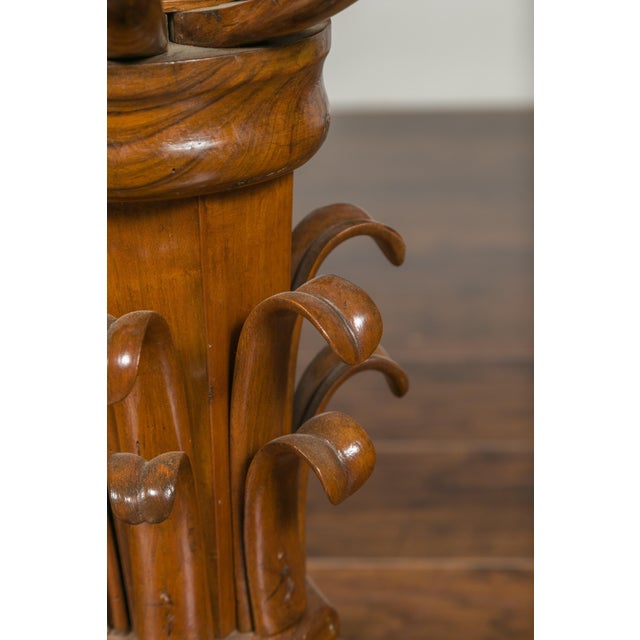 Brown Biedermeier Period 1840s Austrian Walnut Guéridon with Star Inlay and Foliage For Sale - Image 8 of 11