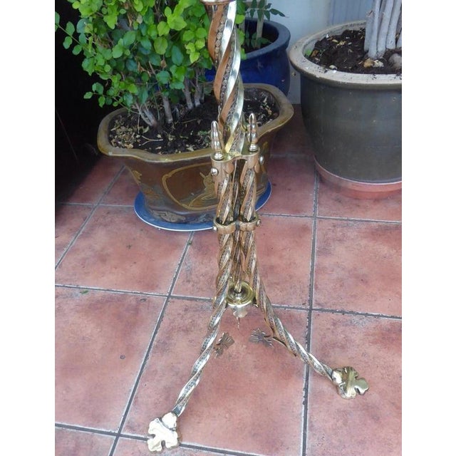 Antique Ornate Victorian Brass Plant Stand, 1870 For Sale - Image 3 of 13