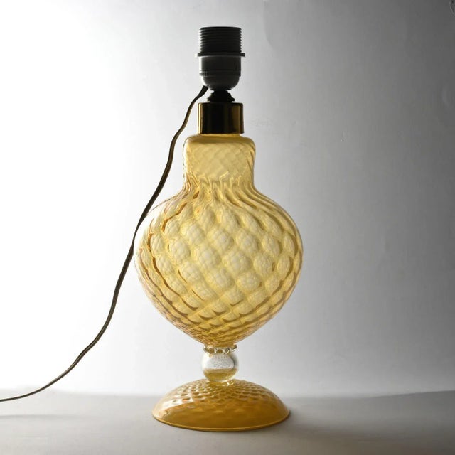 Beige Italian Opaline Murano Glass Table Lamp, 1960s For Sale - Image 8 of 9