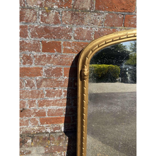 Large Antique English Arched Gilt Rope Twist Framed Overmantle Mirror, 1800s For Sale - Image 5 of 7
