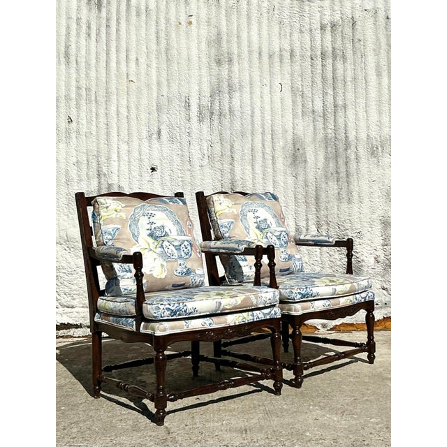 Vintage Regency Wood a Frame Chairs - A Pair For Sale - Image 10 of 10