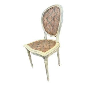 Vintage Louis XV Medallion Style Carved Cane Chair