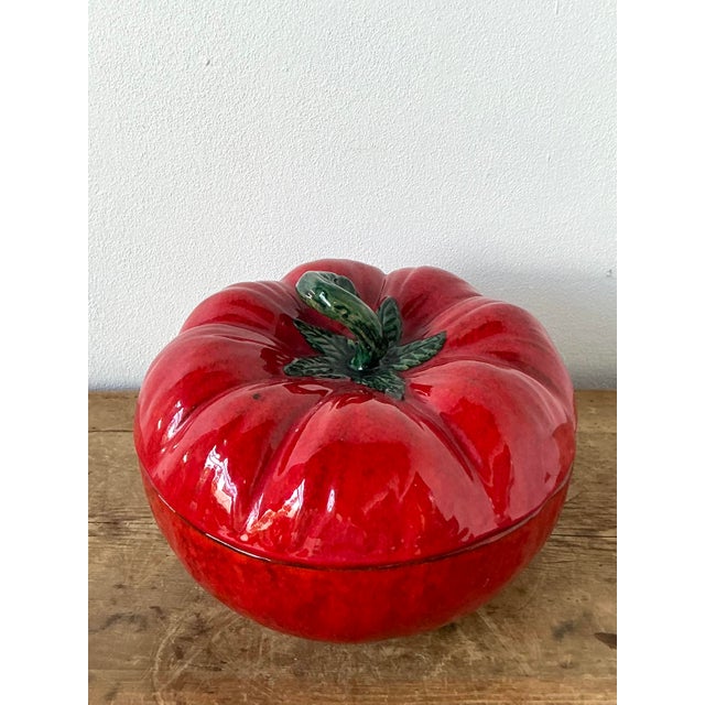 Vintage 1960s Italian Glazed Ceramic Tomato Tureen For Sale In West Palm - Image 6 of 11