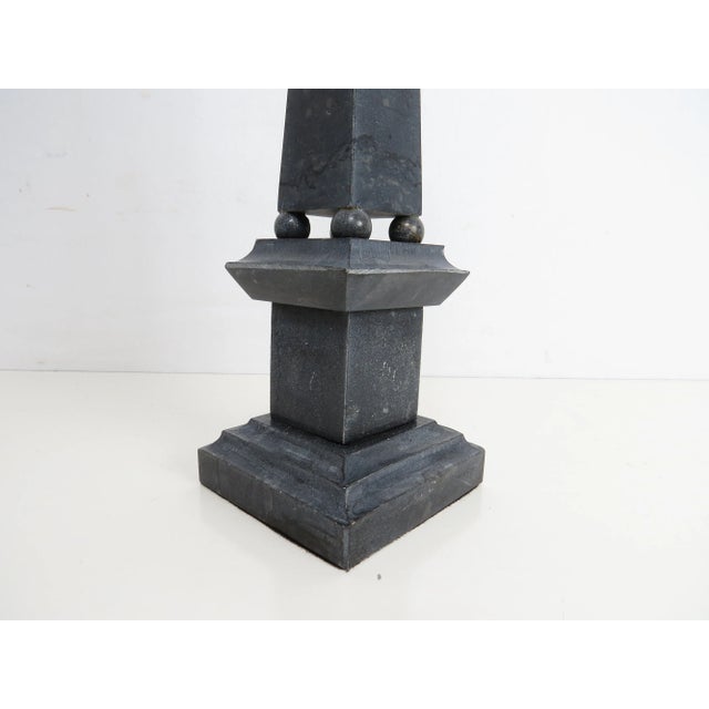 Vintage Mottled Slate Gray Stone Obelisk For Sale - Image 4 of 9