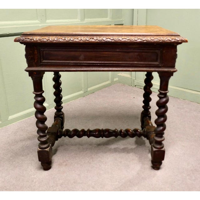 Gold Gothic Carved Oak Writing Table For Sale - Image 8 of 9