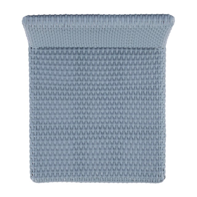 Blue Serienna 24.5 in. Seat Height Rectangular Rattan Low Back Counter Stool, Baby Blue/ Natural Rattan Frame For Sale - Image 8 of 9