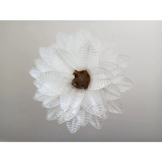Italian Six-Tier Murano Glass Chandelier with 36 Opaline Palmettes, 1970s For Sale - Image 8 of 18