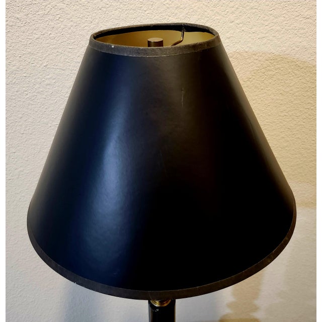 Vintage Mid-Century Modern Black Marble and Brass Table Lamp For Sale - Image 10 of 12