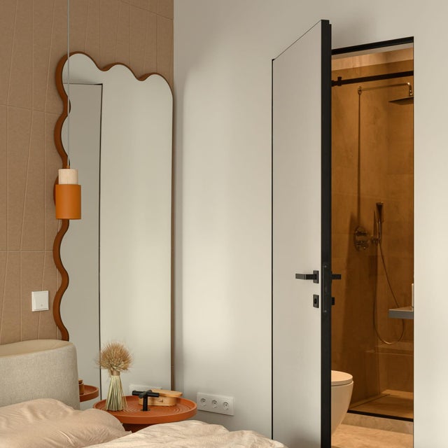 Not Yet Made - Made To Order Hvyli Q11 - Full Length Asymmetrical Wavy Blue Mirror by Oitoproducts For Sale - Image 5 of 15