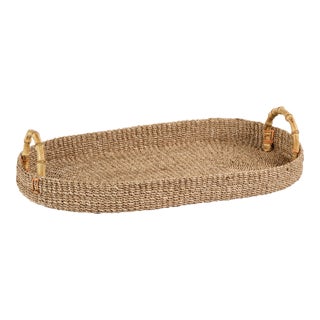 Timor Multipurpose Abaca Tray with Bamboo Handles, Large For Sale