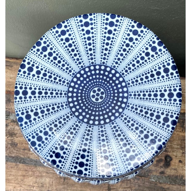 Vintage Polka Dot Glazed Ceramic Low Stool For Sale In West Palm - Image 6 of 12