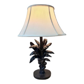 Whimsical Double Monkey Climbing Banana Tree Table Lamp | Sculptural Tropical Hollywood Regency Accent For Sale