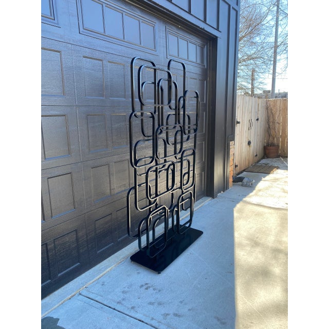Large 6’ Postmodern Geometric Metal Floor Sculpture / Architectural Room Divider, C. 1990s For Sale - Image 4 of 6