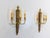 French wall triple sconces pair of lights brass and iroko in the louis xvi style. Very good condition made circa 1960 wear...