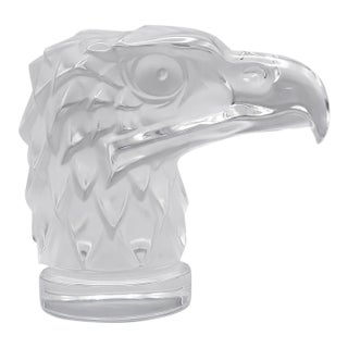 Mid‑Century Lalique France Crystal Eagle Head Sculpture — Signed, Diamond‑Engraved For Sale