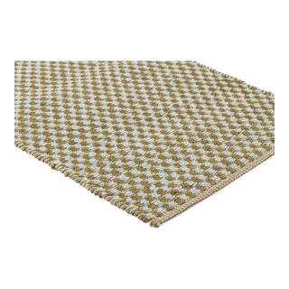 Part & Parcel Goods Textured Check Runner, 2’6”x10’, Moss and Pale Blue For Sale