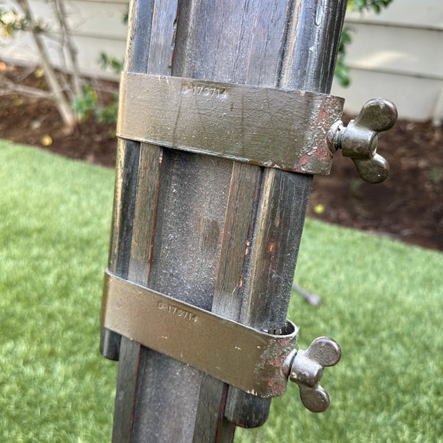 Wood Vintage Industrial Military Tripod Spotlight Floor Lamp For Sale - Image 7 of 9
