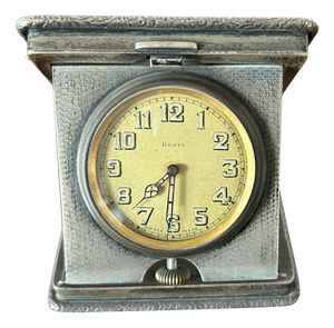 Art Deco Silver Table Clock from William Base & Sons, Birmingham, 1927