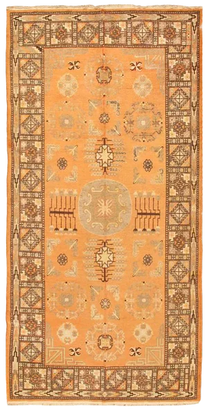 Antique Khotan Orange/Multi Rug, 4' 7" X 9' 3"