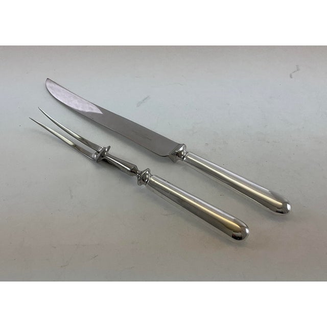 Metal New 1980s Complete European Cutlery Set for 12, Including Fish Eaters & Serving Pieces 129 Pieces. Old English For Sale - Image 7 of 17