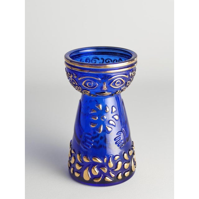 Mid-Century Modern Cobalt Blue and Gold Glass Hyacinth Vase by Walther Glas, 1970s For Sale - Image 17 of 18