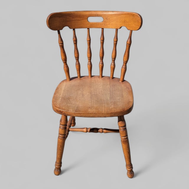 Vintage Ethan Allen Oak Spindle-Back Side Chair For Sale - Image 4 of 10