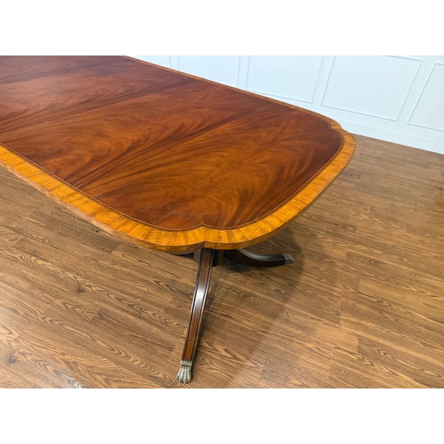 Traditional Mahogany Scallop Cornered Dining Table by Leighton Hall - Showroom Sample For Sale - Image 10 of 13