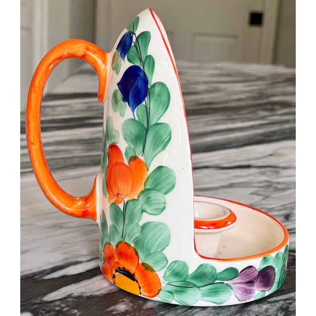 Ceramic 1930's Ditmar Urbach Hand Painted Chamberstick Candle Holder For Sale - Image 7 of 18