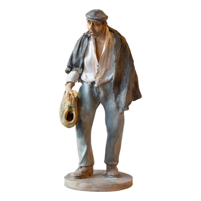 1968 Caltagirone Polychrome Terracotta Sculpture by Gaetano Romano For Sale