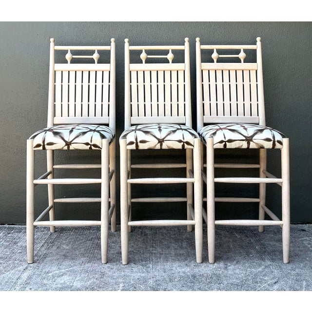 Vintage Slat Bar Stools - Set of 3 For Sale - Image 9 of 12
