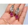 Bochic "Orient" Vintage Ruby, Topaz & Blue Appetite Earrings 18K Gold & Silver For Sale - Image 16 of 18