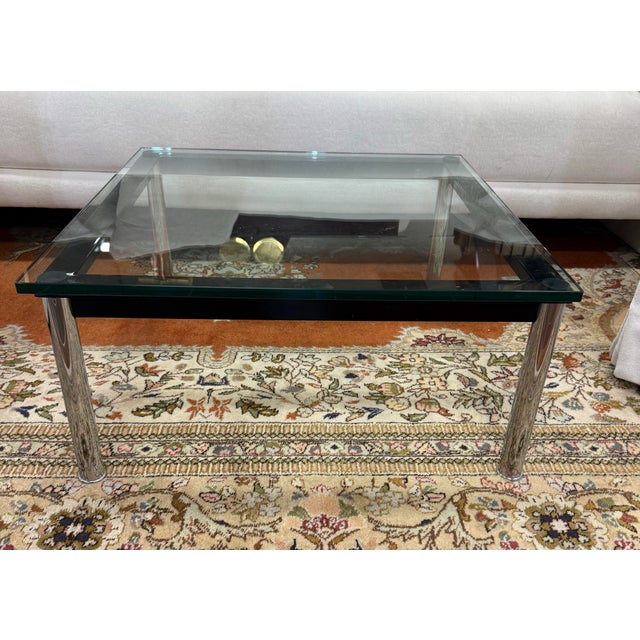 Cassina Cassina Signed Lc10-P Low Le Corbusier Glass Coffee Cocktail Table For Sale - Image 4 of 10