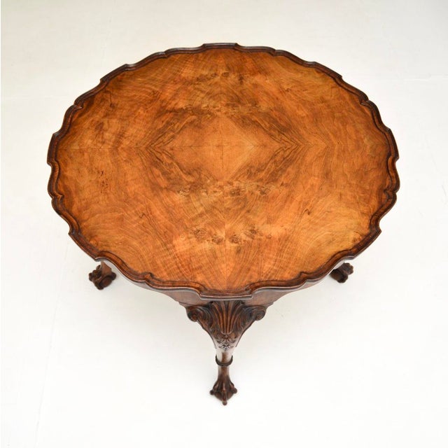 Antique Figured Walnut Pie Crust Coffee Table, 1920s For Sale - Image 4 of 8