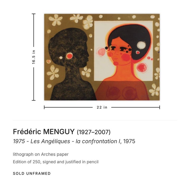 Post Impressionist Frédéric Menguy 1975 - Les Angéliques - La Confrontation I Signed Lithograph For Sale - Image 3 of 3