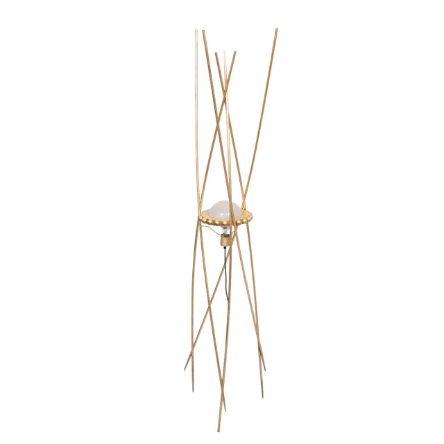 Vintage Italian Gold Art Floor Lamp from Mikado, 1970 For Sale - Image 4 of 10