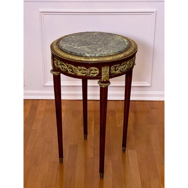 19th Century French Louis XVI Style Gueridon Side Table With Marble Top and Ormolu For Sale - Image 10 of 11