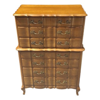 Mid 20th Century Permacraft Provincial Style Cherry Chest on Chest of Drawers For Sale