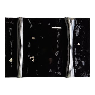 Contemporary Abstract High Gloss Lacquer, Marinage/Paper "Black River #38" by Harald Kröner For Sale