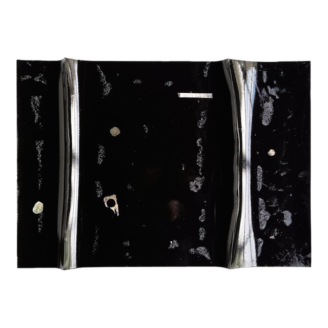 Contemporary Abstract High Gloss Lacquer, Marinage/Paper "Black River #38" by Harald Kröner For Sale