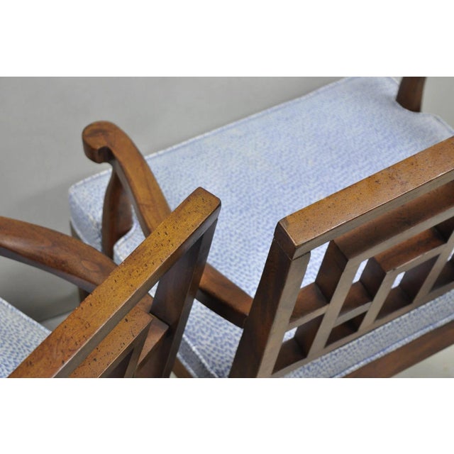 Vintage Chinese Chippendale James Mont Style Fretwork Lounge Arm Chairs - A Pair For Sale - Image 12 of 15