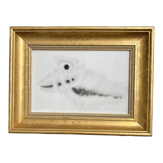 Contemporary Original Abstract Ink Painting Chunky Gold Frame For Sale