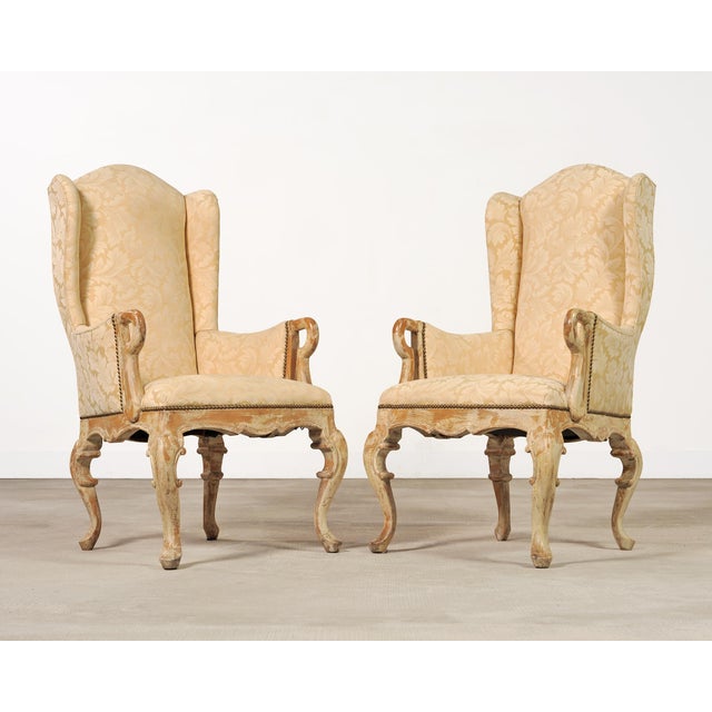 Early 20th Century Pair of Country French Provincial Wingback Bergère Armchairs For Sale - Image 5 of 18