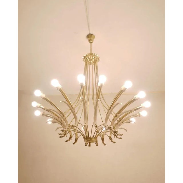 Italian Brass Chandelier with 16 Lights, 1950s For Sale - Image 6 of 9