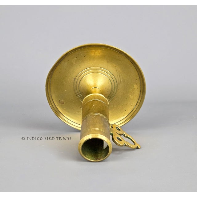 Metal Antique Swedish Solid Brass Push-Up Candlestick Holder For Sale - Image 7 of 9